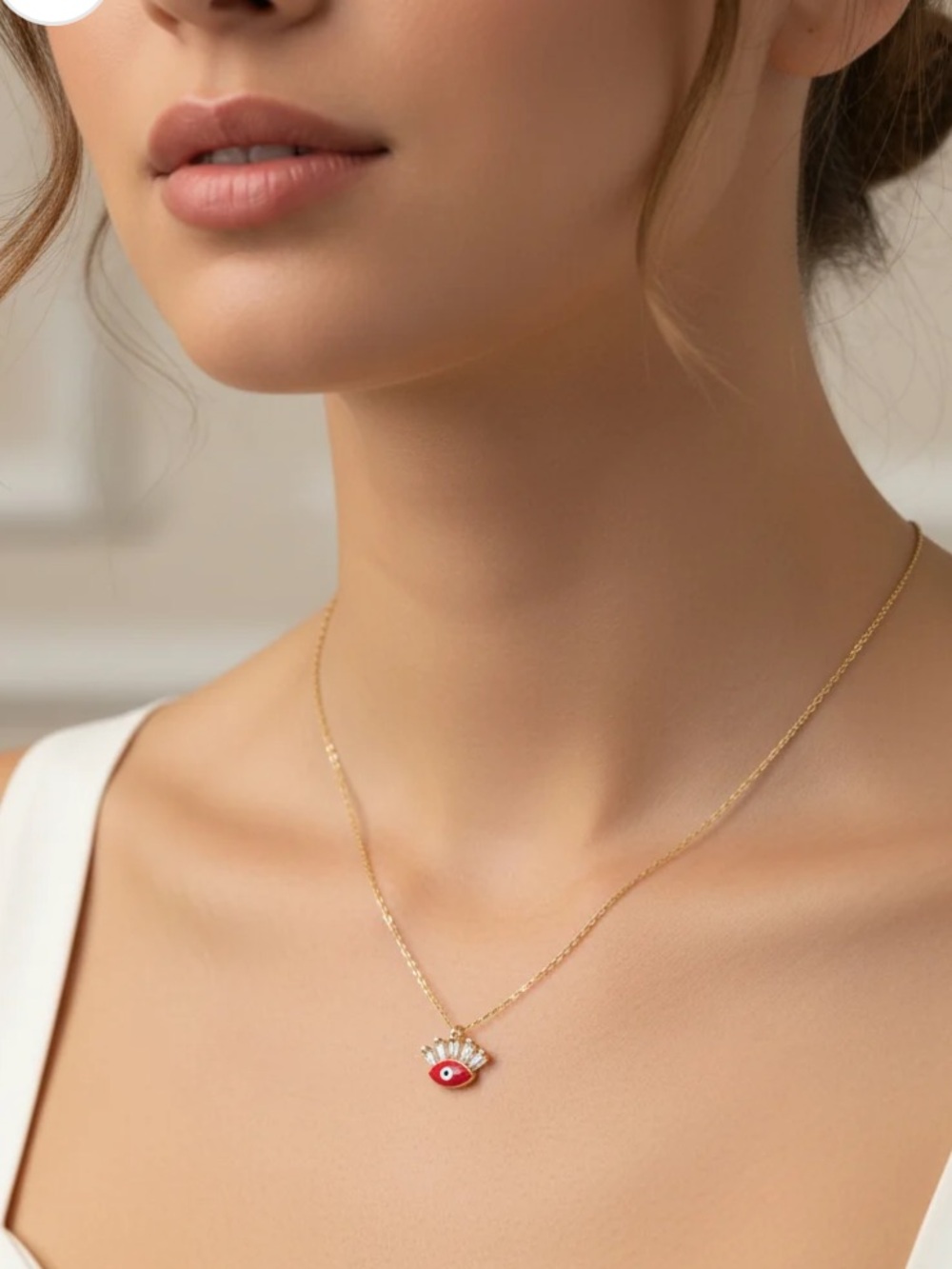 Gold-Dipped Evil Eye Cubic Zirconia Necklace